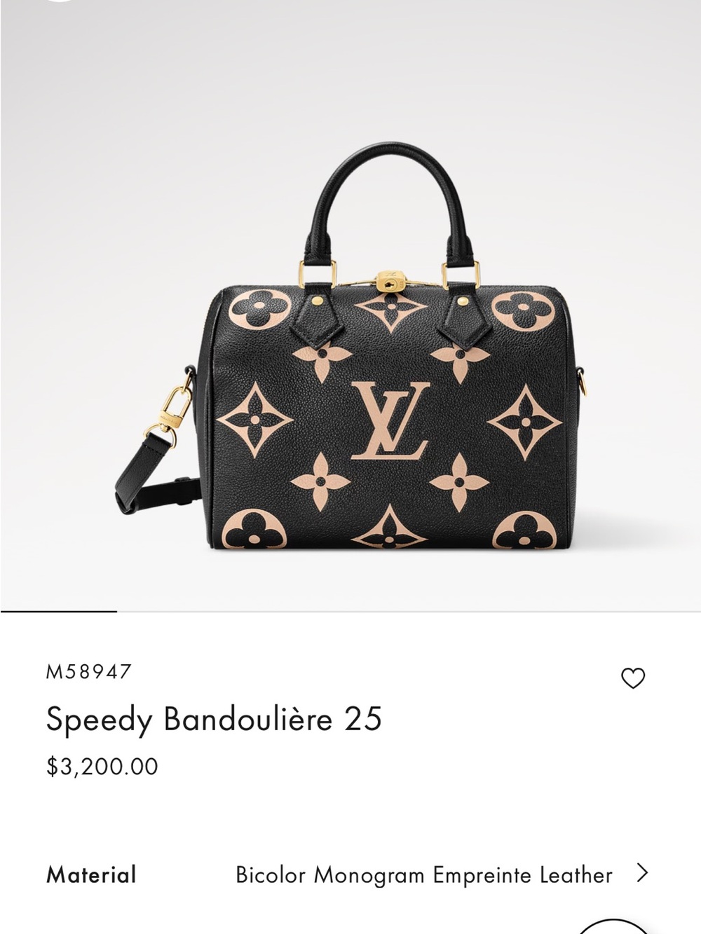 Louis Vuitton Black and Beige Monogram Speedy Bandoulière 25